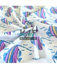 Baskılı %100 Pamuk Müslin Kumaş | Çizgili Balıklar