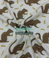 Baskılı %100 Pamuk Müslin Kumaş | Sincap ve Fıstık