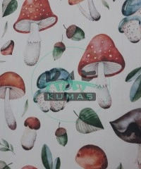 Baskılı %100 Pamuk Müslin Parça Kumaş | Büyük Mantarlar