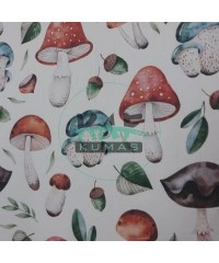Baskılı %100 Pamuk Müslin Kumaş | Büyük Mantarlar
