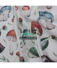 Baskılı %100 Pamuk Müslin Kumaş | Büyük Mantarlar