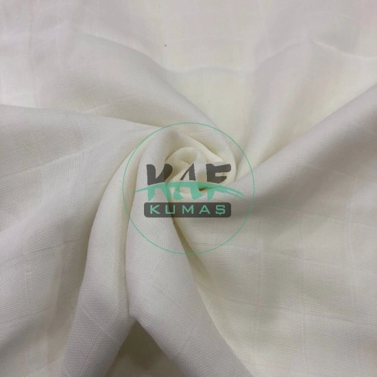 %100 Pamuk Kareli Müslin Parça Kumaş | Beyaz Düz