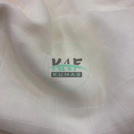 %100 Pamuk Kareli Müslin Parça Kumaş | Beyaz Düz