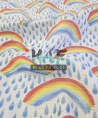 Baskılı %100 Pamuk Müslin Kumaş | Yağmur