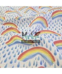 Baskılı %100 Pamuk Müslin Kumaş | Yağmur