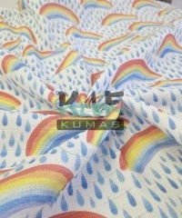 Baskılı %100 Pamuk Müslin Kumaş | Yağmur