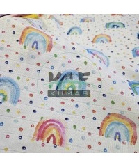 Baskılı %100 Pamuk Müslin Kumaş | Renkli Gökkuşağı