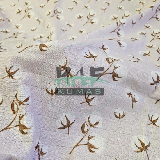 Baskılı %100 Pamuk Müslin Kumaş | Pembe Zeminli Pamuk