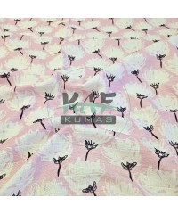 Baskılı %100 Pamuk Müslin Kumaş | Pembe Zemin Çiçek