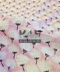 Baskılı %100 Pamuk Müslin Kumaş | Pembe Zemin Çiçek