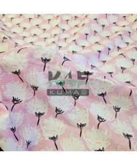 Baskılı %100 Pamuk Müslin Kumaş | Pembe Zemin Çiçek