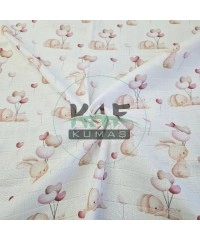 Baskılı %100 Pamuk Müslin Kumaş | Tavşan