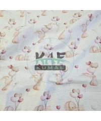 Baskılı %100 Pamuk Müslin Kumaş | Tavşan