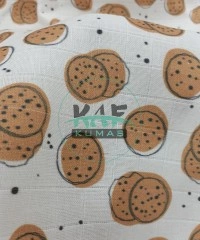 Baskılı %100 Pamuk Müslin Kumaş | Kurabiye Desen