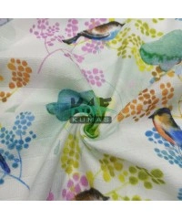 Baskılı %100 Pamuk Müslin Kumaş | Serçe