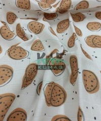 Baskılı %100 Pamuk Müslin Kumaş | Kurabiye Desen