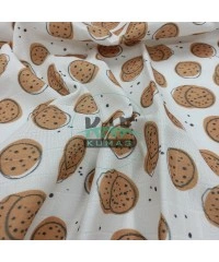 Baskılı %100 Pamuk Müslin Kumaş | Kurabiye Desen