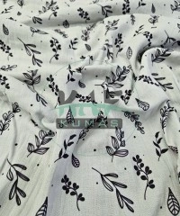 Gri Zemin Krinkıl Müslin | 2 Katlı Bürümcük Kumaş | Yabani Bitkiler