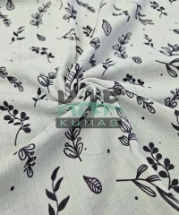 Gri Zemin Krinkıl Müslin | 2 Katlı Bürümcük Kumaş | Yabani Bitkiler