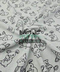 Gri Zemin Krinkıl Müslin | 2 Katlı Bürümcük Kumaş | Tavşan