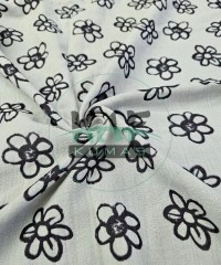 Gri Zemin Krinkıl Müslin | 2 Katlı Bürümcük Kumaş | Çiçek