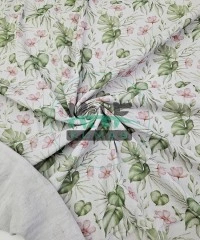 Baskılı %100 Pamuk 2 Katlı Gri Krinkıl Müslin Kumaş | Desen 1