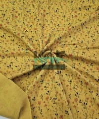 Baskılı %100 Pamuk 2 Katlı Hardal Krinkıl Müslin Kumaş | Desen 1