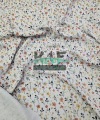 Baskılı %100 Pamuk 2 Katlı Gri Krinkıl Müslin Kumaş | Desen 2