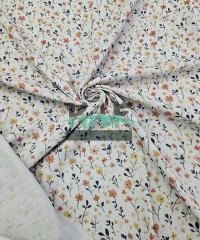 Baskılı %100 Pamuk 2 Katlı Gri Krinkıl Müslin Kumaş | Desen 2