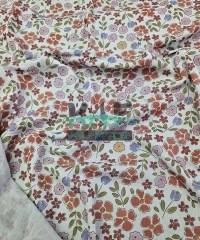 Baskılı %100 Pamuk 2 Katlı Gri Krinkıl Müslin Kumaş | Desen 3