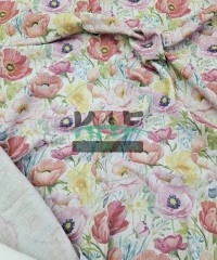 Baskılı %100 Pamuk 2 Katlı Gri Krinkıl Müslin Kumaş | Desen 4