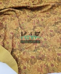 Baskılı %100 Pamuk 2 Katlı Hardal Krinkıl Müslin Kumaş | Desen 4