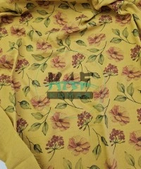 Baskılı %100 Pamuk 2 Katlı Hardal Krinkıl Müslin Kumaş | Desen 3