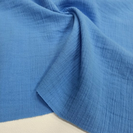  Krinkıl Müslin | 2 Katlı Bürümcük Kumaş | Mavi
