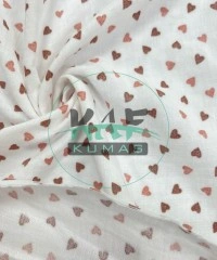 Krinkıl Müslin | 2 Katlı Bürümcük Kumaş | Kalpler