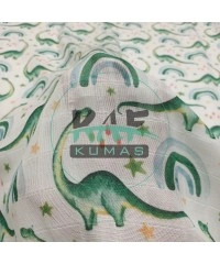 Baskılı %100 Pamuk Müslin Kumaş | Dino Ve Gökkuşağı