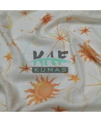 Baskılı %100 Pamuk Müslin Kumaş | Güneş Ve Yıldız