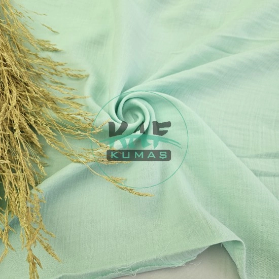 Krinkıl Müslin | 2 Katlı Bürümcük Kumaş | Su Yeşili