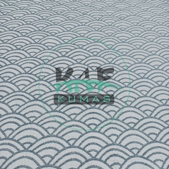 Desenli Dört Katlı Bürümcük Pamuk Müslin Kumaş | Günbatımı Mavi