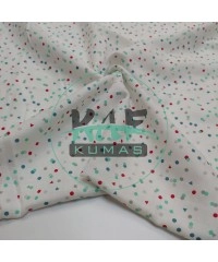 Baskılı Bambu Karışım Müslin Kumaş | Kırmızı Mavi Yeşil Şekiller