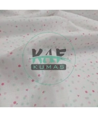Baskılı Bambu Karışımlı Müslin Kumaş | Pembe Yeşil Şekiller