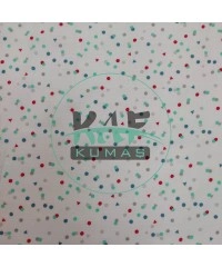 Baskılı Bambu Karışım Müslin Kumaş | Kırmızı Mavi Yeşil Şekiller