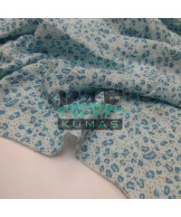 Baskılı Bambu Karışım Müslin Kumaş | Mavi Leopar 