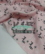 Baskılı Bambu Karışım Müslin Kumaş | Pembe Zemin Rakun Desen