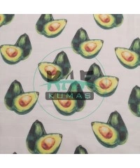 Baskılı %100 Pamuk Müslin Kumaş | Avokado