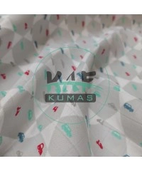 Baskılı Bambu Karışım Müslin Kumaş | Altıgen Şekil Ve Arabalar