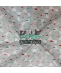 Baskılı Bambu Karışım Müslin Kumaş | Altıgen Şekil Ve Arabalar