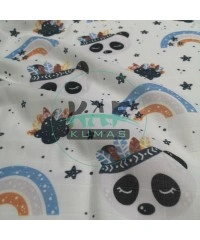Baskılı %100 Pamuk Müslin Kumaş | Kızılderili Panda
