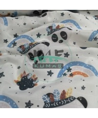 Baskılı %100 Pamuk Müslin Kumaş | Kızılderili Panda