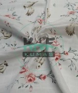 Baskılı %100 Pamuk Müslin Kumaş | Pembe Gül ve Küçük Hayvanlar